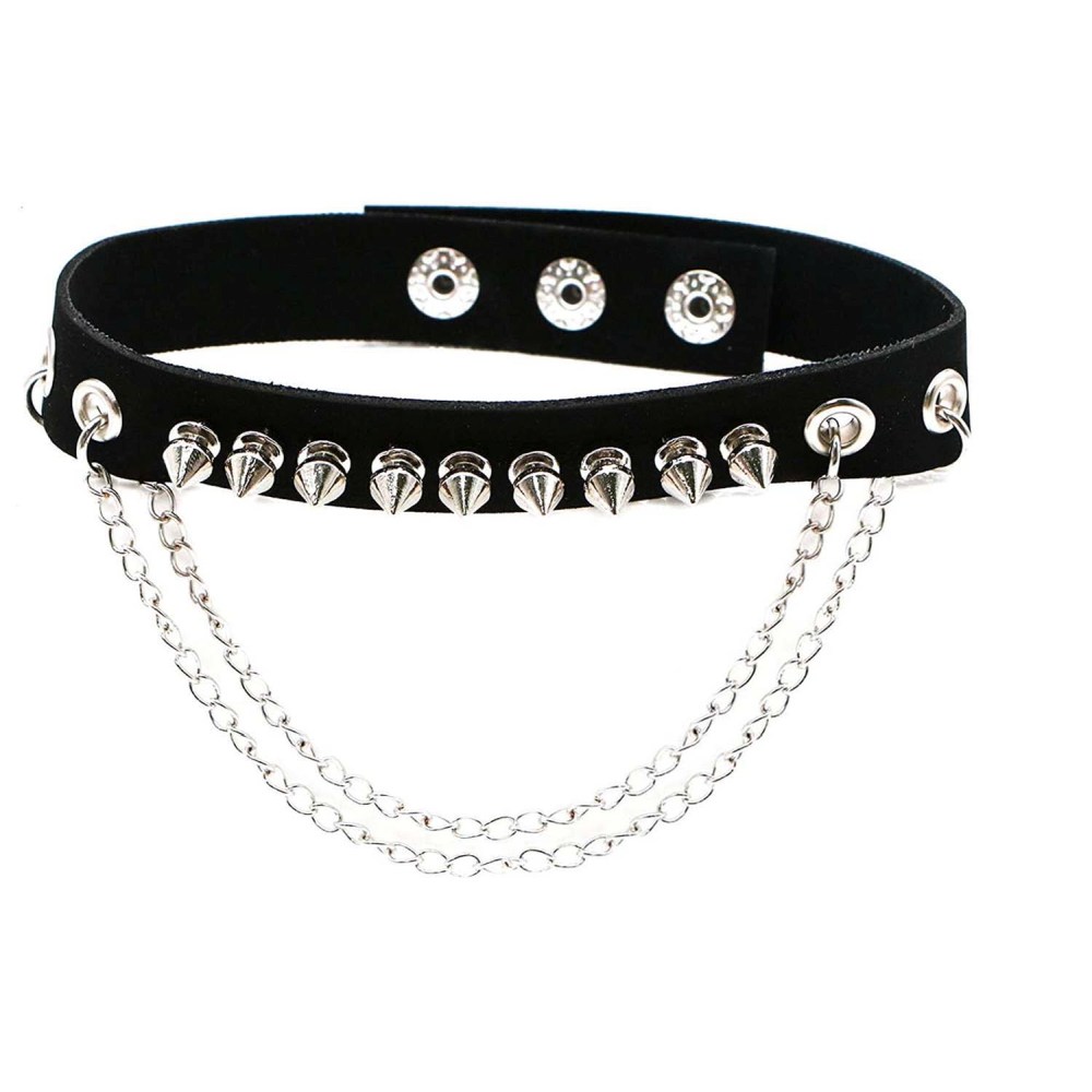 Bullet 69 Funky Punk - Small spike Double chain Foulard - Noir/Noir